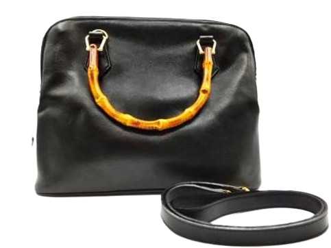 グッチ買取 バンブー 2WAYバッグ ブラック レザー